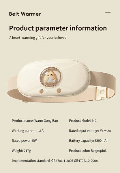 Menstrual Heating Pad Heated Massage Belt Menstrual Pain Relief Hot Compress Pad Abdominal Massage Period Warm Palace Belt