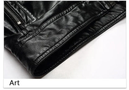 Suit Vintage Plus Velvet PU Leather Jacket Casual Blazer Men's Slim Fit Leather Jacket Streetwear Man Outerwear Leather Jackets