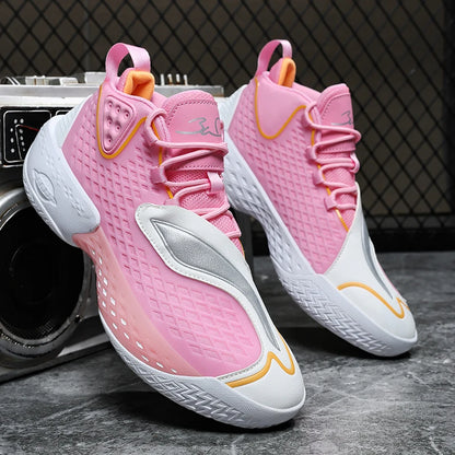 High-quality Men's Basketball Shoes Women Reflective Basketball Sneakers Men Outdoor Rubber Anti Slip Sports Training Shoes Male