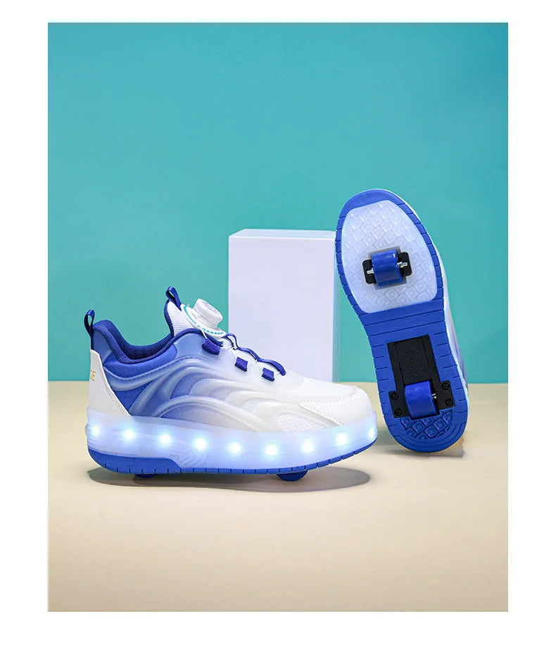 2 Wheels Children's Led Light Roller Skate Shoes Kids Boys Girls Glowing Sport Luminous Outdoor Sneakers Skateboard USB Charging
