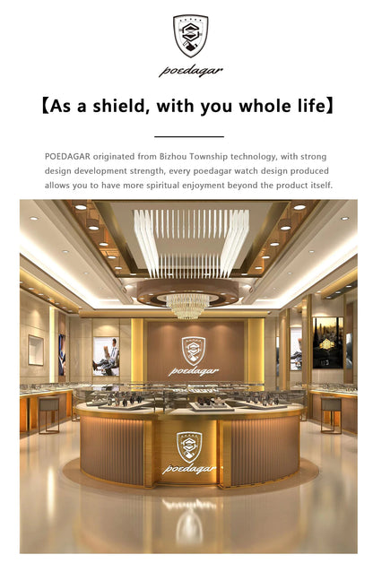 POEDAGAR Business Quartz Men's Wristwatch Chronograph Date Silicone Strap Man Watch Waterproof Military Luminous Watches For Men