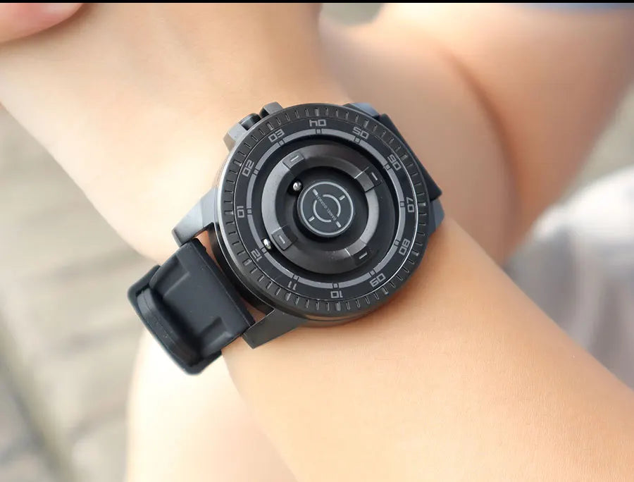 DANIEL GORMAN Magnetic Driven Watch Fashion Waterproof Quartz Watch with Black Silicone Strap Copper Case Beads Pointers DG0221