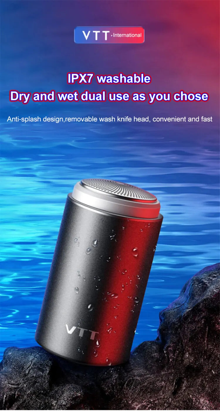 Ultra-Thin Portable Electric Mini Men’s Shaver USB Rechargeable Waterproof Beard Razor Trimmer for Car Use with Long Battery