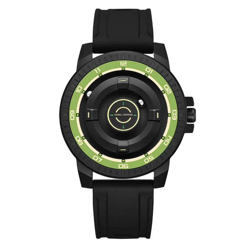 DANIEL GORMAN Magnetic Driven Watch Fashion Waterproof Quartz Watch with Black Silicone Strap Copper Case Beads Pointers DG0221