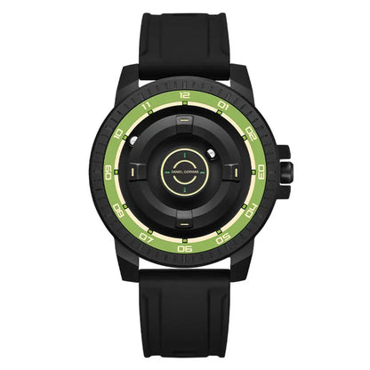 DANIEL GORMAN Magnetic Driven Watch Men Black Waterproof Stainless Steel Beads Quartz Watch with Silicone Strap DG0221 Green