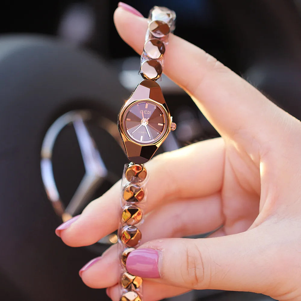 Blue Women Watch Light Luxury Trendy Fashion Metal Bracelet Watches Blue Waterproof Ladies Fashion Quartz Clock Wristwatches