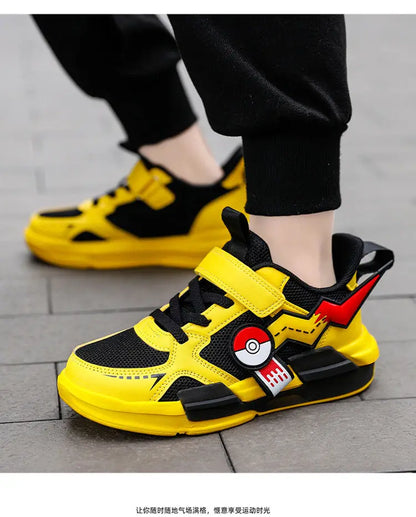 Pokemon Pikachu Children Sports Shoes Spring and autumn Fashion Anime Boy Sneakers Student Breathable Non-slip Running Shoe