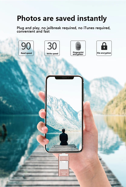 3-in-1 2TB Mobile Phone Usb Flash Drive 64g Push-pull Suitable For Apple Usb Flash Drive Large Capacity Android Computer Gift