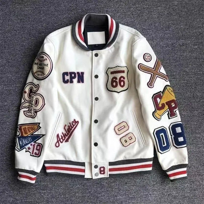 Streetwear Men Bomber Varsity Jackets Embroidery Pu Leather Jacket Baseball Motorcycle Coat Outerwear Winter Men Clothing Unisex