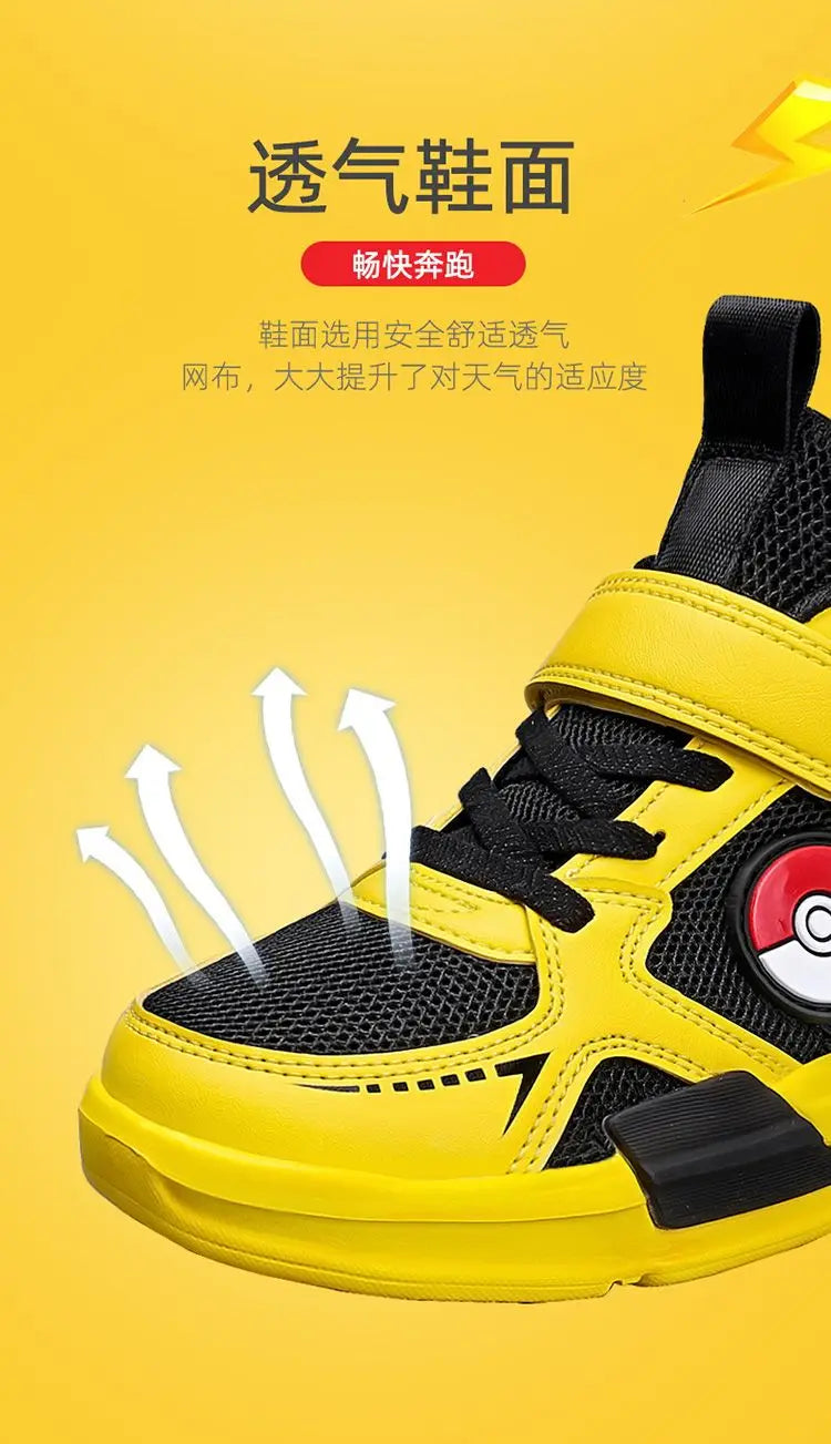 Pokemon Pikachu Children Sports Shoes Spring and autumn Fashion Anime Boy Sneakers Student Breathable Non-slip Running Shoe