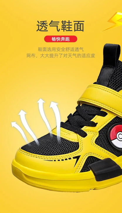 Pokemon Pikachu Children Sports Shoes Spring and autumn Fashion Anime Boy Sneakers Student Breathable Non-slip Running Shoe