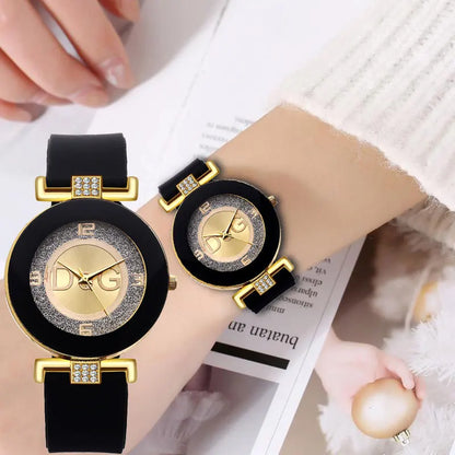 Simple Black White Quartz Watches Women Minimalist Design Silicone Strap Luxury Brand Wristwatch Big Dial Fashion Creative Watch