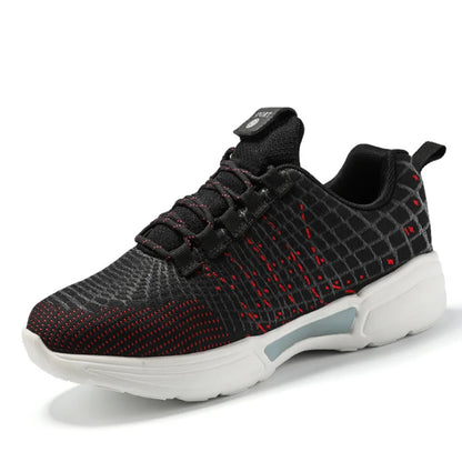 Men Fashion LED Shoes Light Up Sneakers USB Recharging Fiber OPTIC Cloth Elastic Sole Glowing Luminous Flashing Casual Shoes
