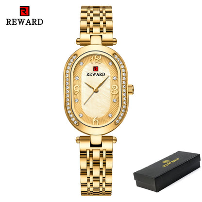 REWARD Exquisite Minimalist Women Watch Luxury Fashion Stain Steel Ladies Waterproof Quartz Wristwatch Rose Gold Female Clock