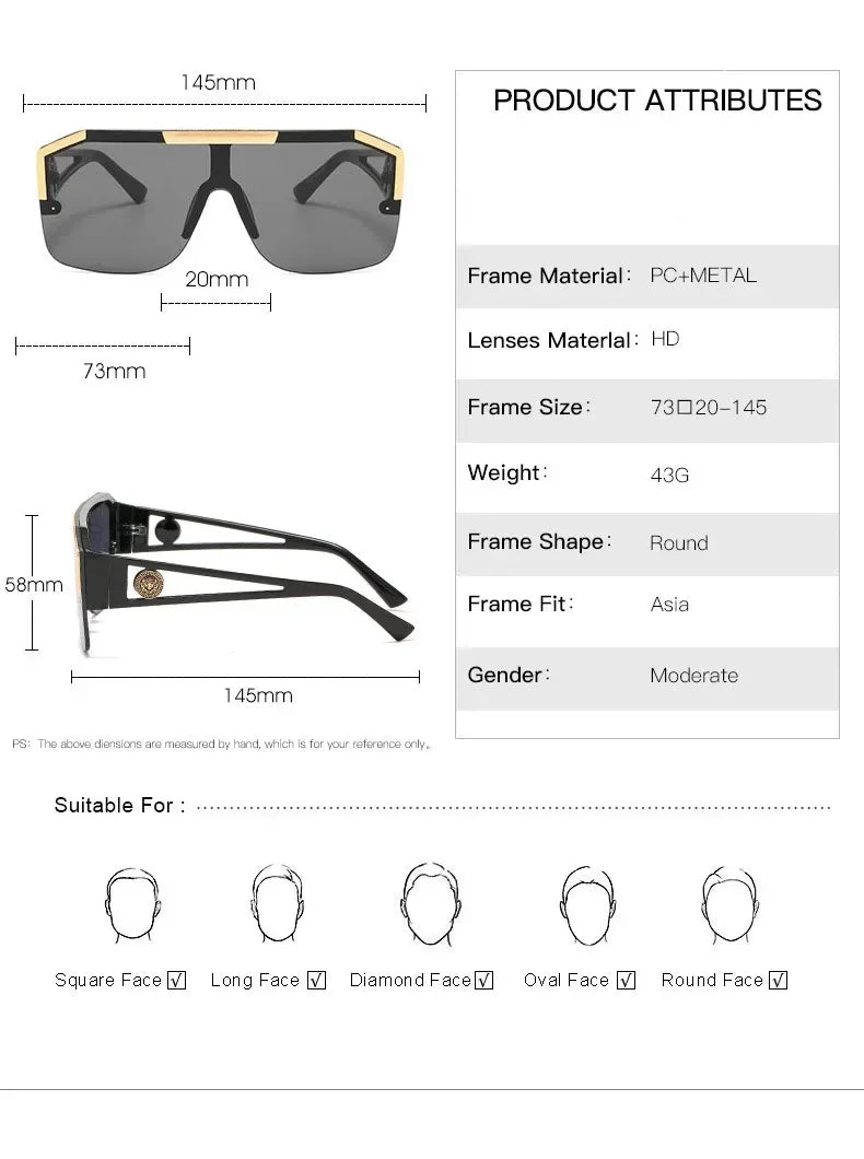 2025 Luxury Big Square Sunglasses Women Brand Designer Retro Blue Sun Glasses For Female Oversized Black Shades Oculos UV400