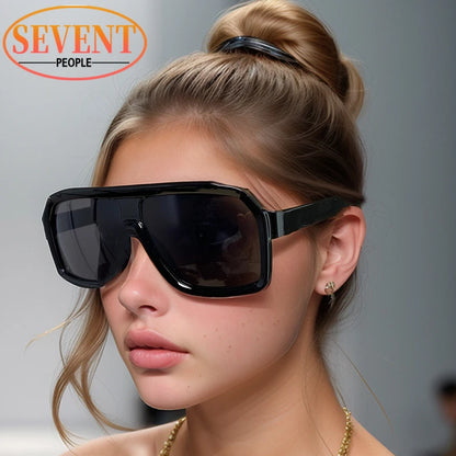 Classic Oversized Square Sunglasses Men 2024 Luxury Brand Trendy Metal Big Frame Goggles Eyewear Stylish Sun Glasses For Ladies