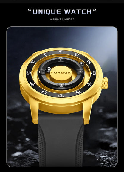 FOXBOX Unique Dial Quartz Man Watch Fashion Casual Sport Silicone Srolling Beads Clock Magnetic Force Waterproof Watches for Men