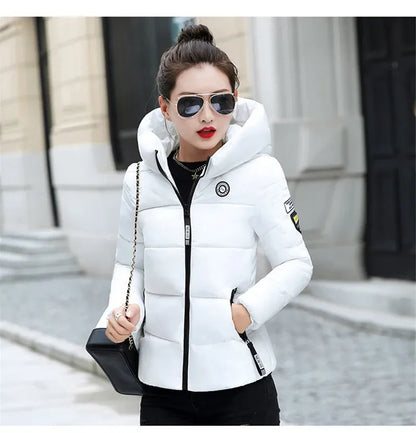 2025 New Winter Parkas Women Jacket Hooded Thick Warm Short Jacket Cotton Padded Parka Basic Coat Female Outerwear 5XL