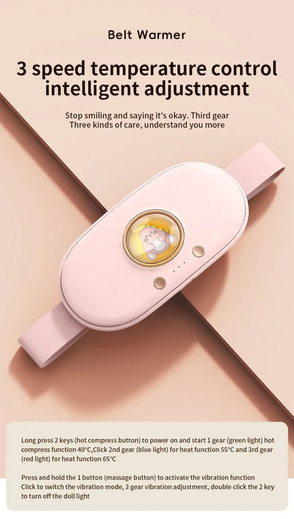 Menstrual Heating Pad Heated Massage Belt Menstrual Pain Relief Hot Compress Pad Abdominal Massage Period Warm Palace Belt
