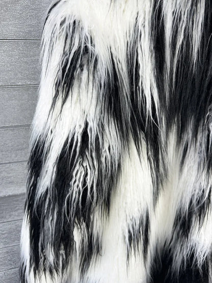 DEAT 2025 Winter New Items Imitation Colorful Long Coat For Women Faux Fur Suit Collar Long Sleeve Trench Jacket Female 11A05577