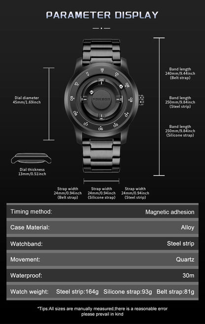 Foxbox 2025 Luxury Watches Men Creative Scrolling Beads Quartz Wristwatches Fashion Waterproof Magnetic Force Mens Watch Reloj