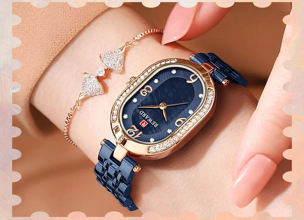 REWARD Exquisite Minimalist Women Watch Luxury Fashion Stain Steel Ladies Waterproof Quartz Wristwatch Rose Gold Female Clock