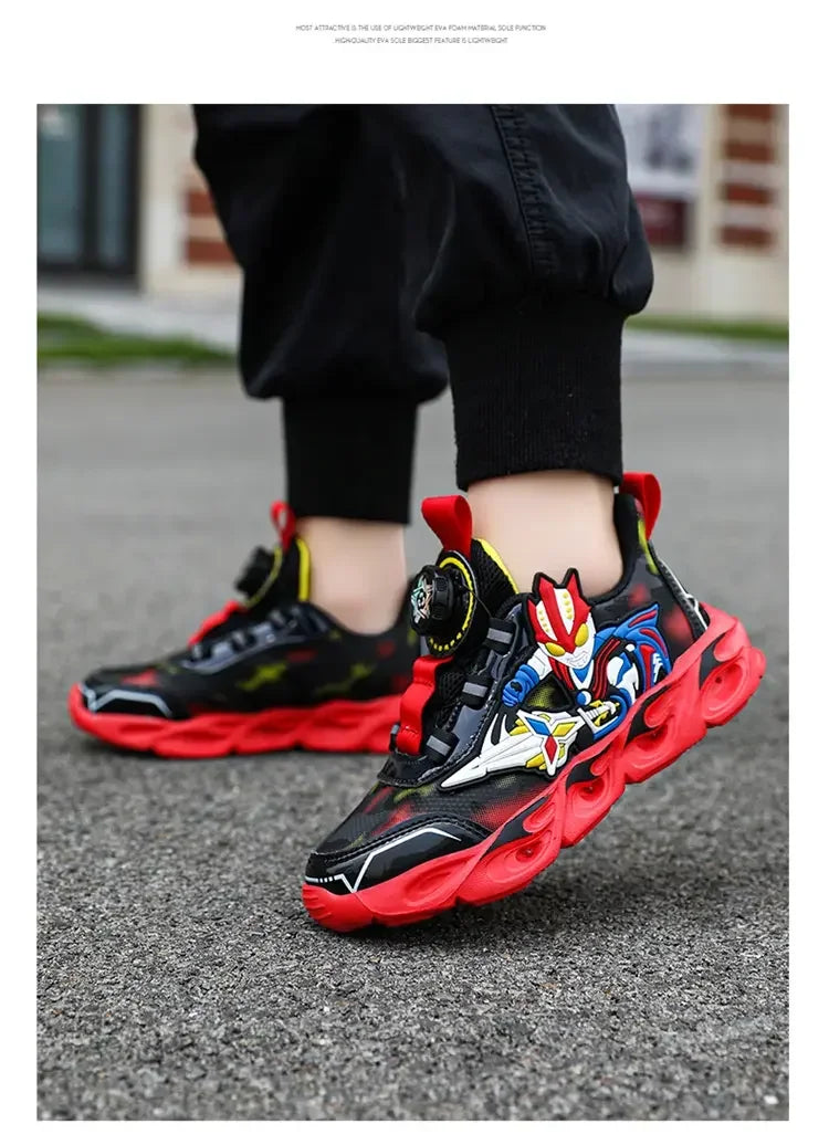 Boys Girls Sneakers Boots LED Footwear Luminous For Kids Light Button Lock Laces Shoes Cartoon Children's Baby Kids