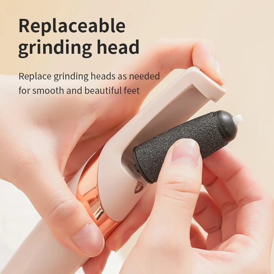 Electric Foot Scrubber, Portable and Easy to Carry, USB Rechargeable, Removes Dead Skin and Scrubs Feet, Replaceable Coarse and Fine Grinding Heads, Easily Creates Smooth Feet, Aids Personal Hygiene Care