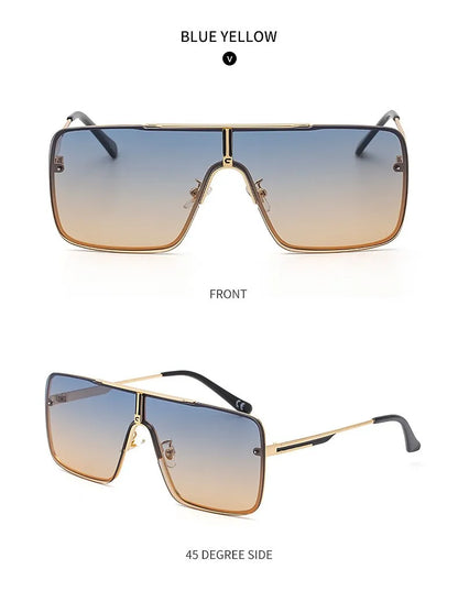 Fashion Oversized Square Sunglasses For Men Big Frame 2025 Luxury Brand Design Metal Frame Sun Glasses Man Retro Shades Eyewear
