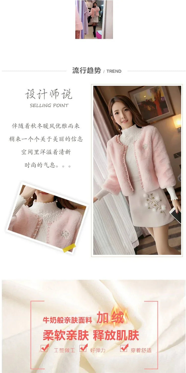 Jacket Women Faux Fur Coat Autumn And Winter Imitation Fur Short Coat Overcoat Women's Clothes Veste Femme