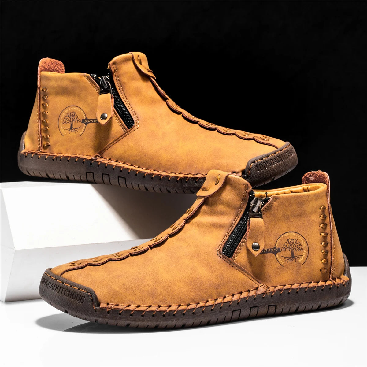 2025 New Men's Handmade Leather Loafers Boots Fashion Ethnic Style Casual Shoes Comfortable Lightweight Breathable Mens Boots