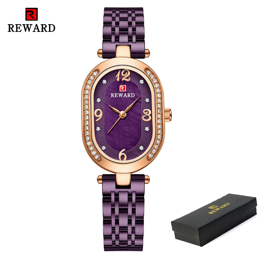 REWARD Exquisite Minimalist Women Watch Luxury Fashion Stain Steel Ladies Waterproof Quartz Wristwatch Rose Gold Female Clock