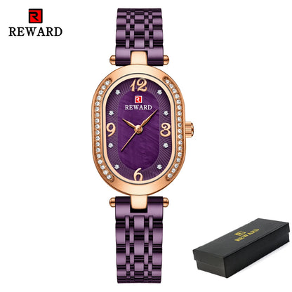 REWARD Exquisite Minimalist Women Watch Luxury Fashion Stain Steel Ladies Waterproof Quartz Wristwatch Rose Gold Female Clock
