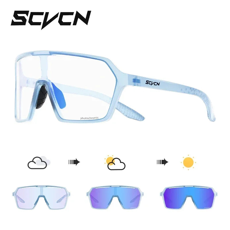 Scvcn Color Photochromic Sunglasses Cycling Glasses Sports for Men Mountain Bike Road Bicycle Fashion Eyewear Goggles UV400 MTB
