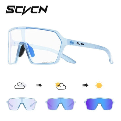 Scvcn Color Photochromic Sunglasses Cycling Glasses Sports for Men Mountain Bike Road Bicycle Fashion Eyewear Goggles UV400 MTB