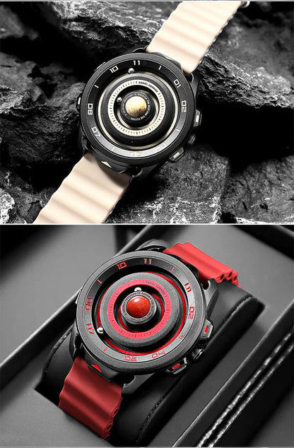DANIEL GORMAN Red Planet Design Quartz Watch for Men Waterproof Luminous Sport Wristwatch with Magnetic Bead Pointers DG0525Red