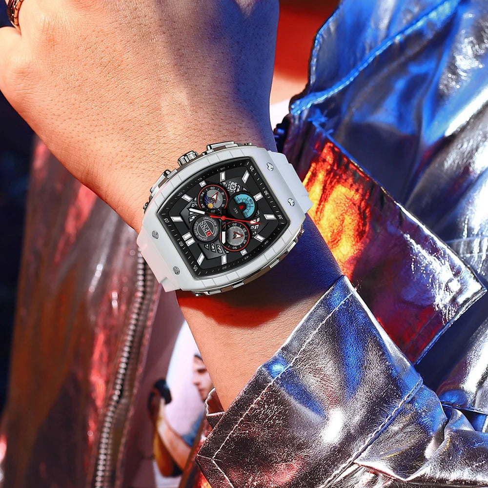 OFNS Fashion Quartz Watches for Man Luminous Waterproof Chronograph Calendar Silicone Strap Outdoor Luxury Sports Men Watch