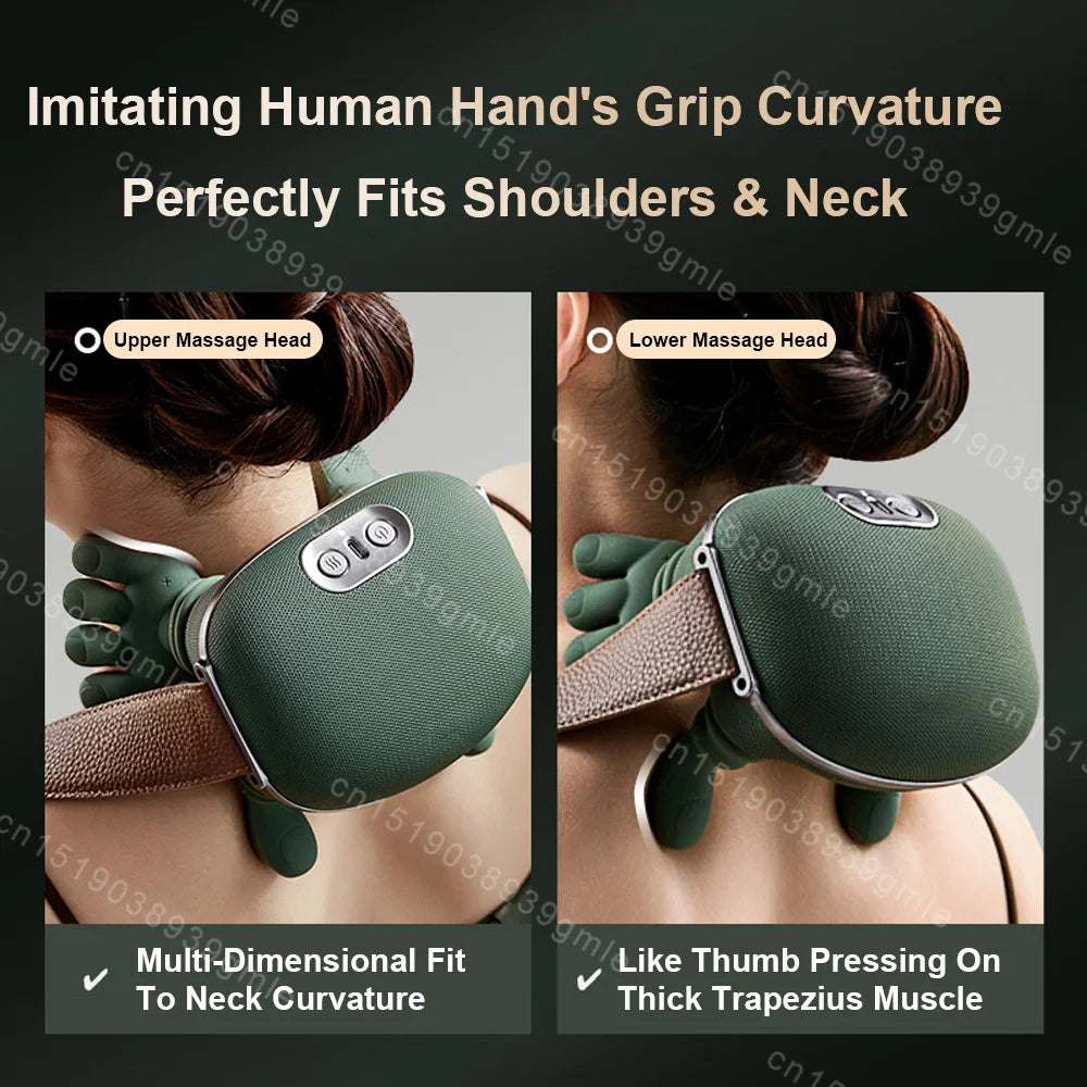 Heated Neck Massager Cervical Spine Massager Electric Kneading Neck Massager Deep Fatigue Relief Relax Muscle Hot Compress