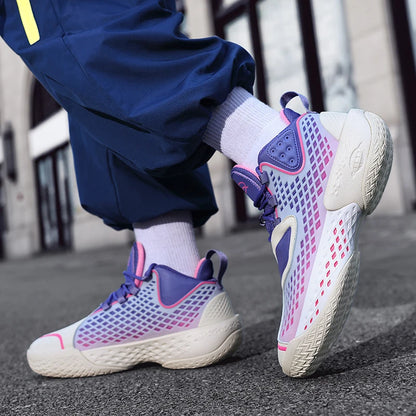 High-quality Men's Basketball Shoes Women Reflective Basketball Sneakers Men Outdoor Rubber Anti Slip Sports Training Shoes Male