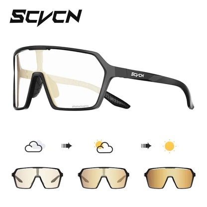 Scvcn Color Photochromic Sunglasses Cycling Glasses Sports for Men Mountain Bike Road Bicycle Fashion Eyewear Goggles UV400 MTB