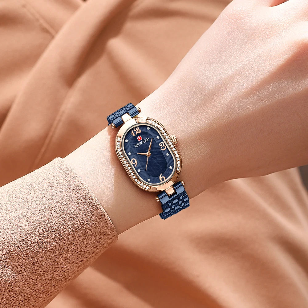 REWARD Exquisite Minimalist Women Watch Luxury Fashion Stain Steel Ladies Waterproof Quartz Wristwatch Rose Gold Female Clock