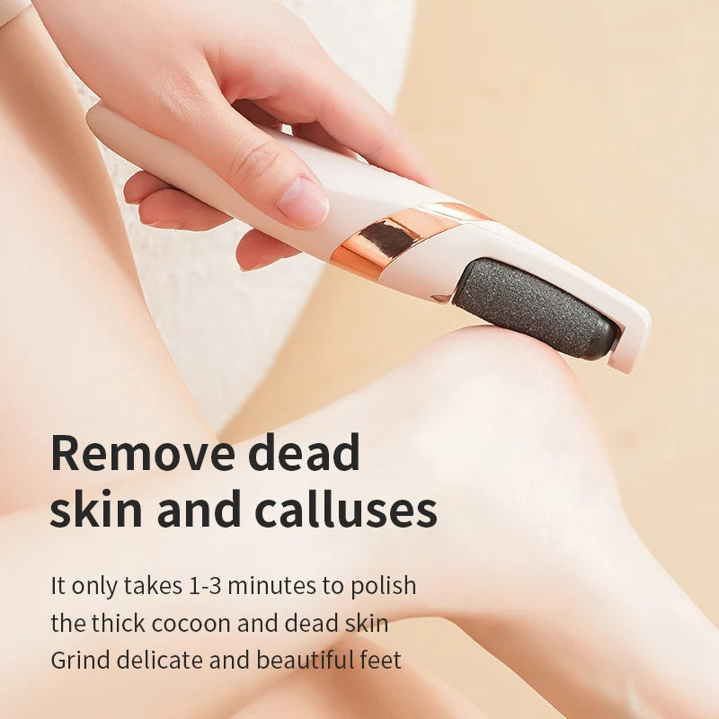 Electric Foot Scrubber, Portable and Easy to Carry, USB Rechargeable, Removes Dead Skin and Scrubs Feet, Replaceable Coarse and Fine Grinding Heads, Easily Creates Smooth Feet, Aids Personal Hygiene Care