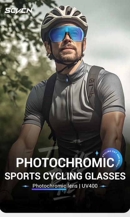 Scvcn Color Photochromic Sunglasses Cycling Glasses Sports for Men Mountain Bike Road Bicycle Fashion Eyewear Goggles UV400 MTB