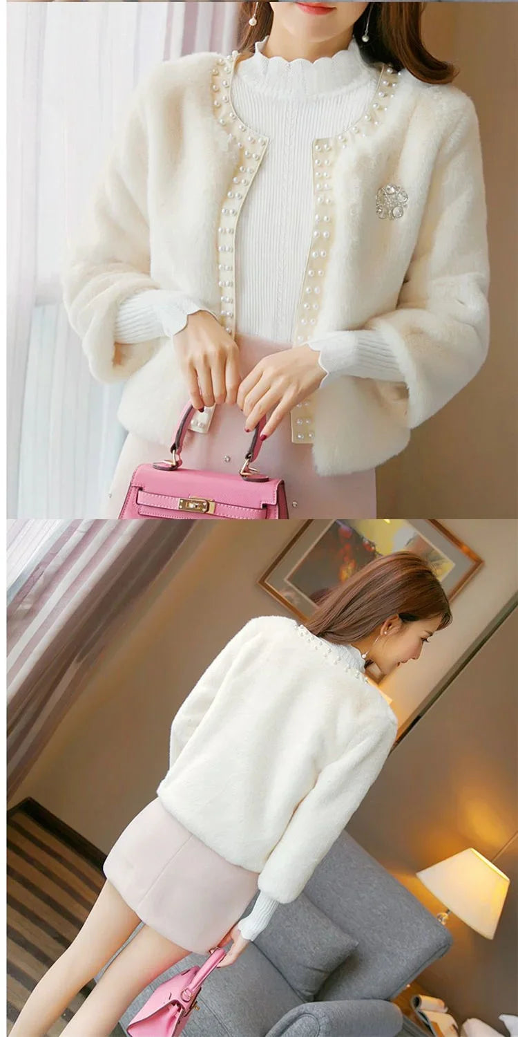 Jacket Women Faux Fur Coat Autumn And Winter Imitation Fur Short Coat Overcoat Women's Clothes Veste Femme