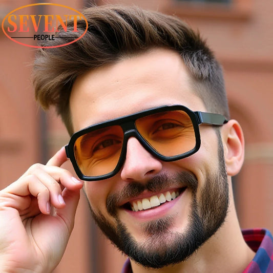 Classic Oversized Square Sunglasses Men 2024 Luxury Brand Trendy Metal Big Frame Goggles Eyewear Stylish Sun Glasses For Ladies