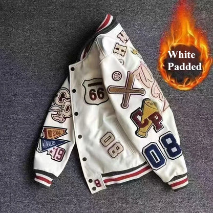 Streetwear Men Bomber Varsity Jackets Embroidery Pu Leather Jacket Baseball Motorcycle Coat Outerwear Winter Men Clothing Unisex