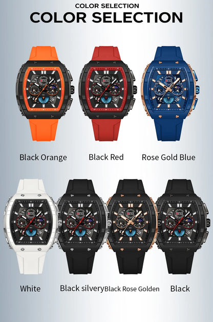 OFNS Fashion Quartz Watches for Man Luminous Waterproof Chronograph Calendar Silicone Strap Outdoor Luxury Sports Men Watch