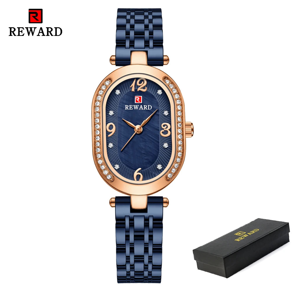 REWARD Exquisite Minimalist Women Watch Luxury Fashion Stain Steel Ladies Waterproof Quartz Wristwatch Rose Gold Female Clock