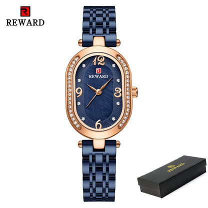 REWARD Exquisite Minimalist Women Watch Luxury Fashion Stain Steel Ladies Waterproof Quartz Wristwatch Rose Gold Female Clock