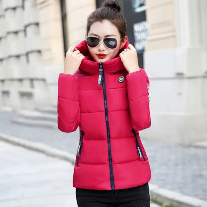 2025 New Winter Parkas Women Jacket Hooded Thick Warm Short Jacket Cotton Padded Parka Basic Coat Female Outerwear 5XL
